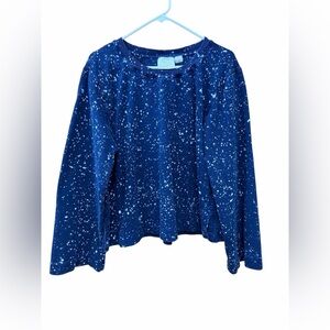 Anthropologie Maeve Navy & White Splatter Sweatshirt, XL, Wide Sleeves, Cropped.